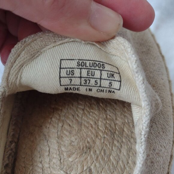 Soludos Wink Canvas Espadrilles 7 Cute Jason Polan Natural Jute Slip Ons - Picture 4 of 12